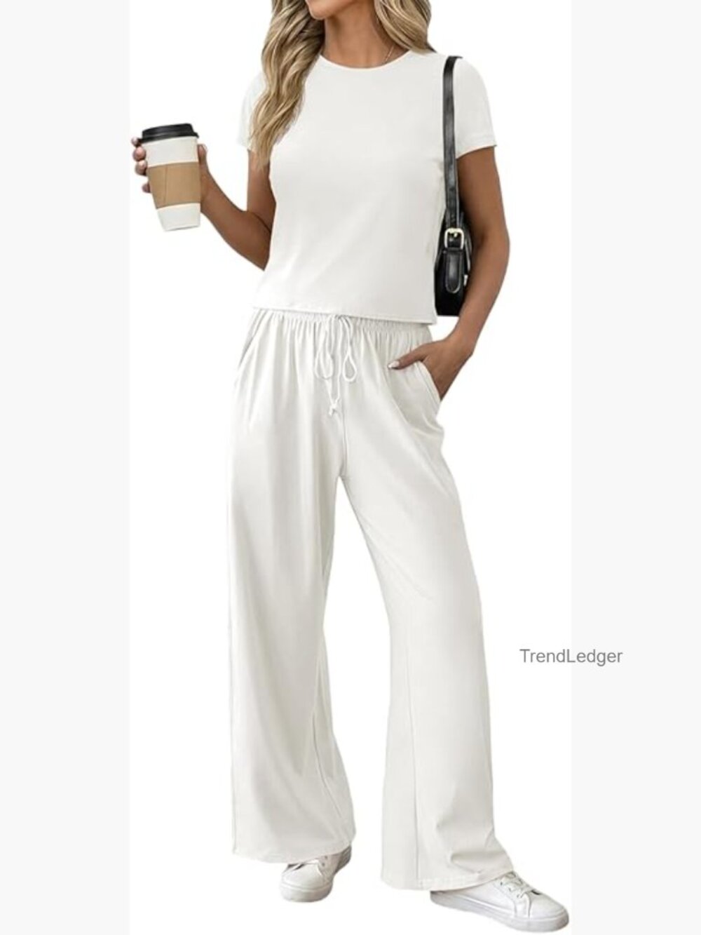 2 Piece Lounge Set Crop Top Wide Leg Sweatpants Tracksuit Summer